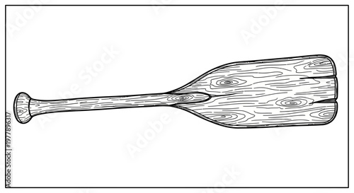 Vintage Wooden Oar - Hand-Drawn Illustration