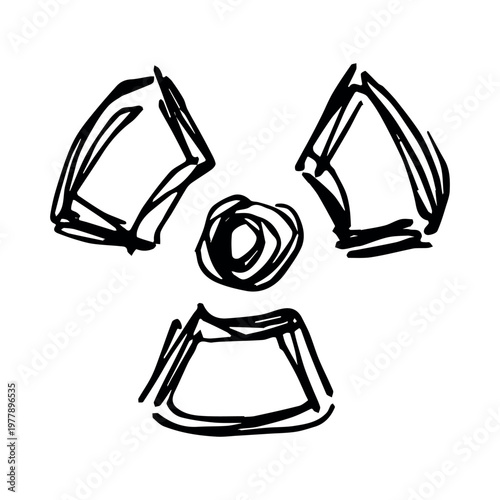 Hand drawn radiation sign Nuclear radiation hazard symbol Radioactive danger warning sign clipart in doodle style Nuclear safety Radioactive waste Single element for print, web, design, decor