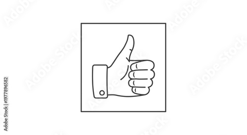 Thumbs Up Icon: Hand Gesture of Approval and Positivity in a Square Frame
