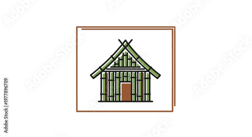 Traditional Bamboo Hut Icon: Eco-Friendly Dwelling, Natural Architecture, Rural Home Design
