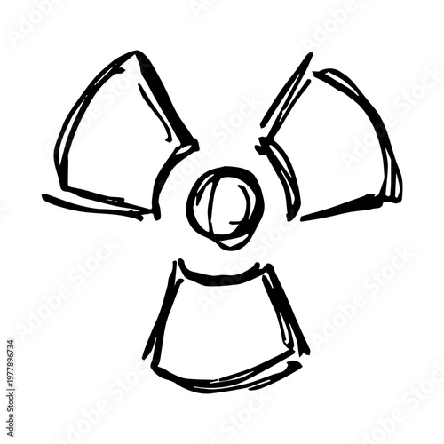 Hand drawn radiation sign Nuclear radiation hazard symbol Radioactive danger warning sign clipart in doodle style Nuclear safety Radioactive waste Single element for print, web, design, decor