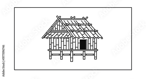 Traditional Asian Stilt House, Bamboo Hut, Rustic Village Dwelling, Rural Architecture