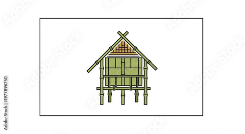 Traditional Bamboo Hut on Stilts, Rustic Tropical Dwelling, Eco-Friendly Construction
