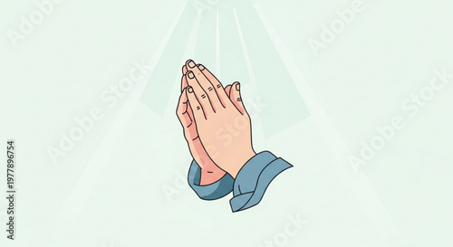 Praying hands with palms together in prayer gesture symbolizing gratitude and hope