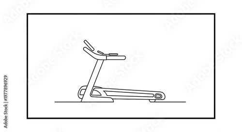 Treadmill icon, line art fitness equipment, exercise machine for running and cardio workout