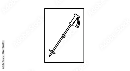 Trekking Pole Icon, Hiking Stick, Outdoor Gear, Vector Illustration
