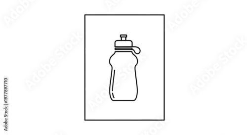 Simple Line Art Icon of a Sports Water Bottle with Cap and Loop