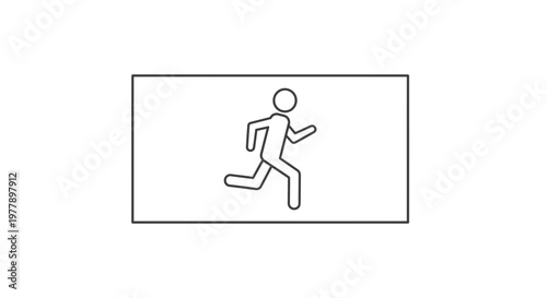 Running man icon on exit sign, emergency escape route symbol, safety pictogram
