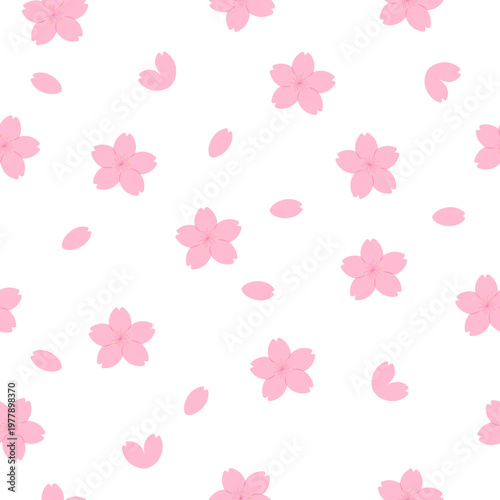 Pink Sakura Blossom Seamless Pattern, Floral Pattern Illustration