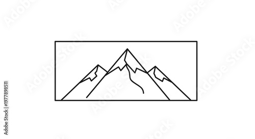 Minimalist Mountain Range Outline Vector Art