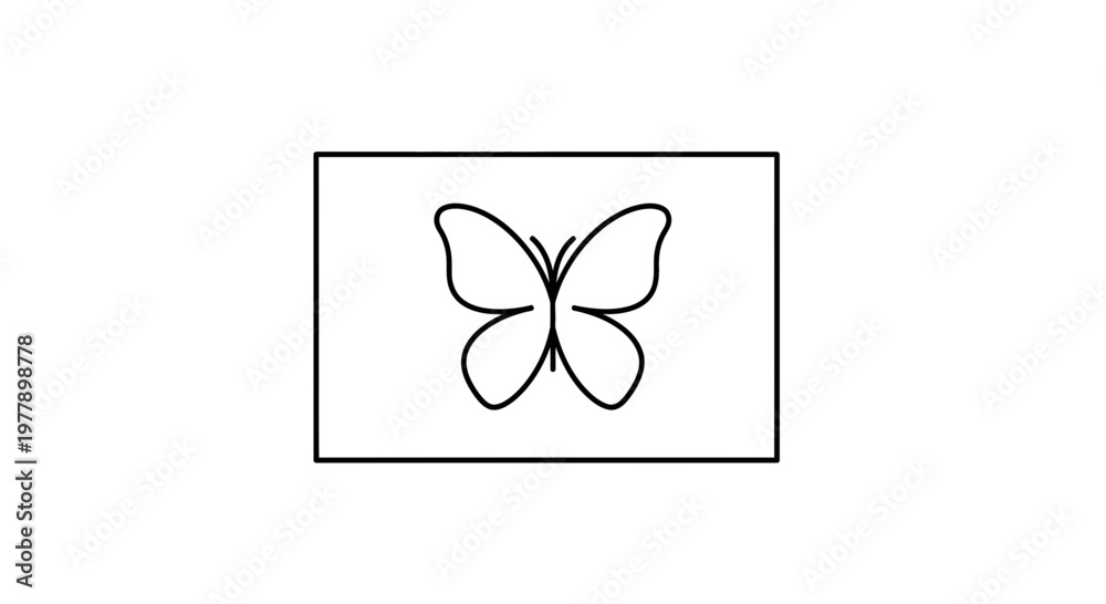 Fototapeta premium Minimalist Butterfly Line Art Icon on White Background