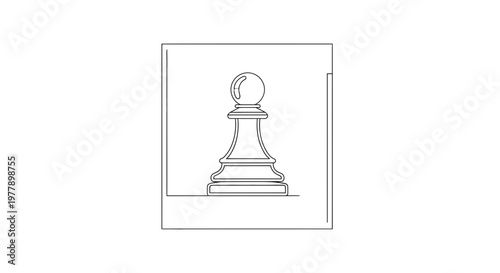 Minimalist Chess Pawn Line Art Icon on White Background