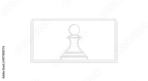 Minimalist chess pawn icon, simple line art, isolated on white background, strategic game symbol