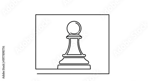 Minimalist Chess Pawn Line Art Icon on White Background