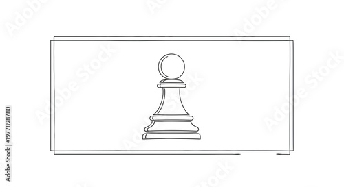 Minimalist Chess Pawn Silhouette on White Background, Strategy Concept