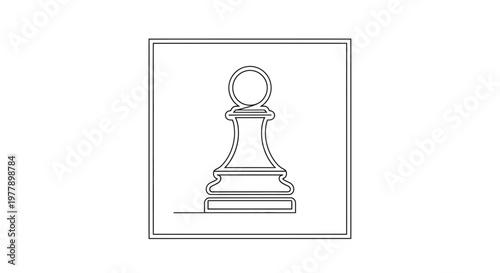 Minimalist Chess Pawn Icon, Single Line Drawing, Strategy Symbol