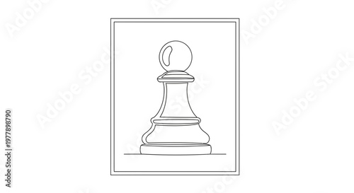 Minimalist Chess Pawn Outline Drawing on White Background
