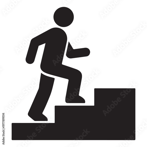 Walking up the stairs or staircase icon vector silhouette 