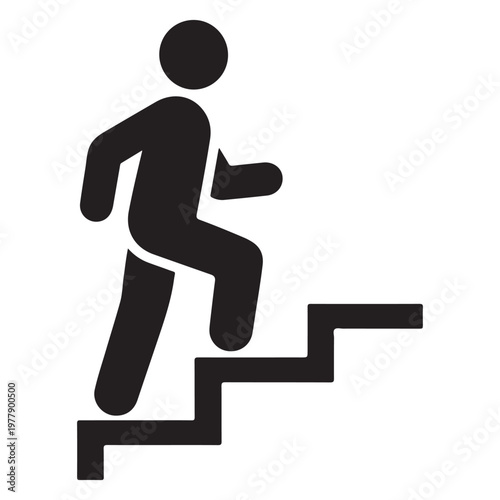 Walking up the stairs or staircase icon vector silhouette 