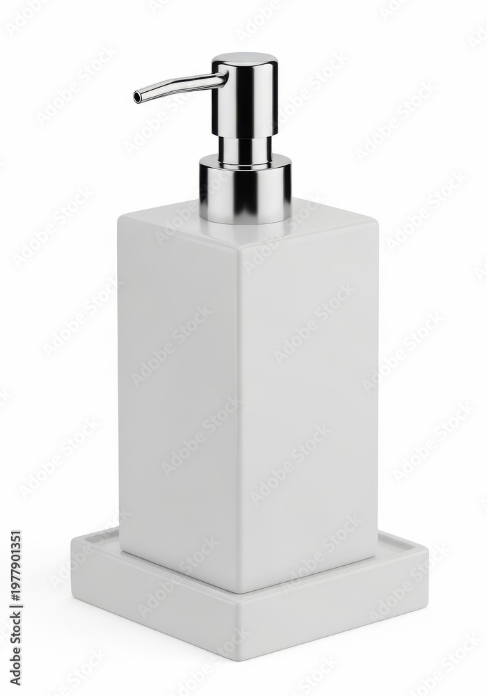 Obraz premium A white soap dispenser with a chrome pump