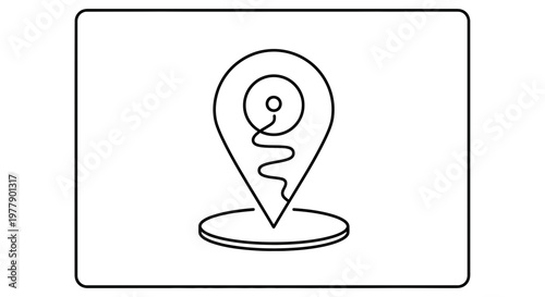 Location Pin Icon with Winding Path and Target - Navigation Concept
