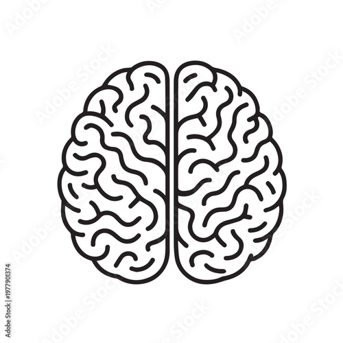 Foto A simple vector art of a human brain in minimalist style, using smooth lines and balanced forms to symbolize learning, thinking, and education with a clean visual approach
