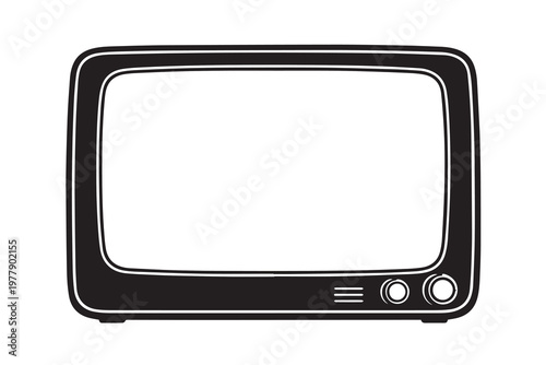A vector illustration of a vintage retro tube television, featuring rounded screen edges, classic control knobs, and a nostalgic design that reflects old school technology charm.