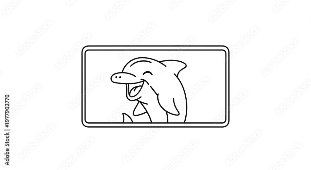 Fototapeta premium Happy Dolphin Cartoon Character Waving
