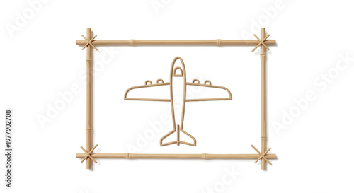 Handmade Bamboo Airplane Wall Art Decor, Kids Room Decor, Nursery Decor, Aviation Theme