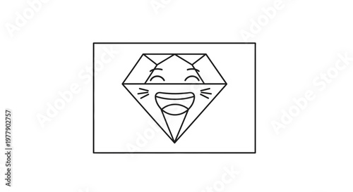 Happy Diamond Character Laughing, Cartoon Gemstone with Joyful Face