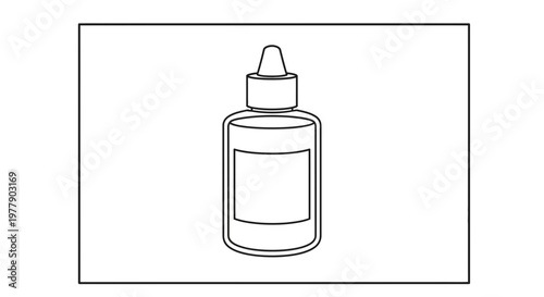 Dropper Bottle with Label - Simple Line Art Illustration