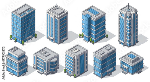 Isometric Cityscape - A Collection of Modern Office Buildings.