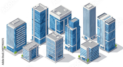 Isometric Cityscape - A Collection of Modern Skyscraper Buildings.