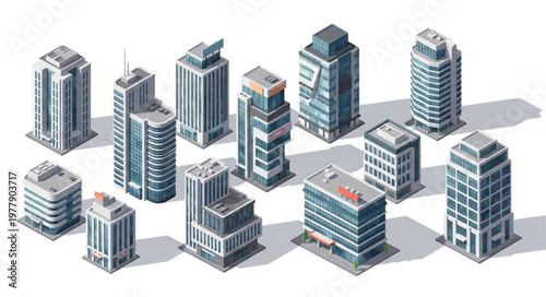 Isometric Cityscape - A Collection of Modern Skyscraper Designs.