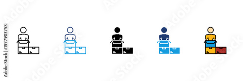 Packing Icon Set Multiple Sty...
