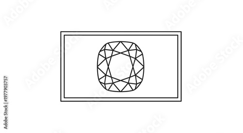 Cushion Cut Diamond Gemstone Icon, Luxury Jewelry, Elegant Precious Stone Outline