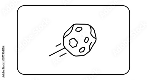 Asteroid Flying Through Space, Meteoroid Icon, Space Exploration Concept
