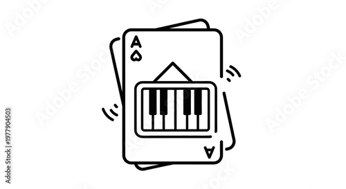 Ace of Spades with Piano Keyboard Icon - Music and Gambling Concept