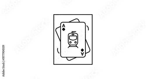 Ace of Trains Playing Card Icon, Transportation Concept