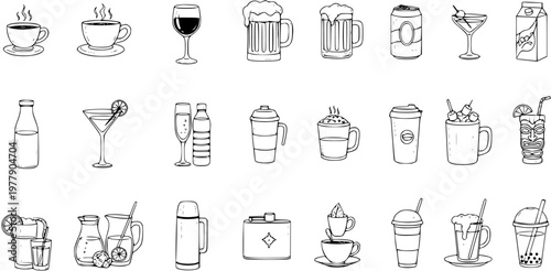 Drink Icons: Beverage Illustrations for Menu, Bar  Design Projects
