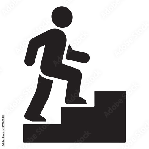 Walking up the stairs or staircase icon vector silhouette 