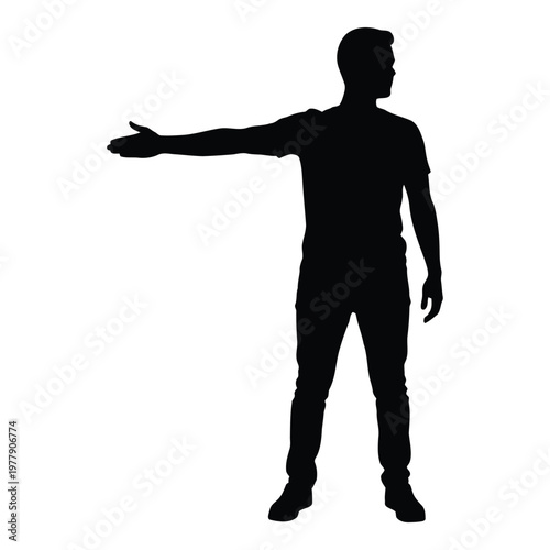 Принти на полотні Silhouette of person standing with one arm extended outward in relaxed pose vect