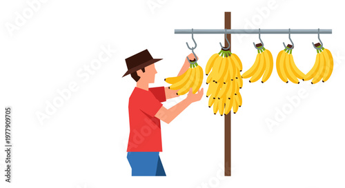 Man holding yellow bananas.