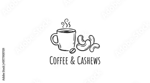 Coffee Cup Cashews and Coffee Bean Logo