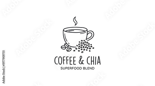 Coffee and Chia Seed Superfood Blend Logo Design