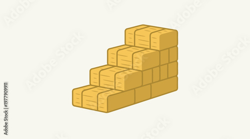 Stacked Hay Bales in a Staircase Arrangement