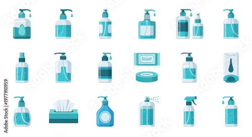 Hygiene Products Collection: Sanitizer, Soap, Tissues, Sprays