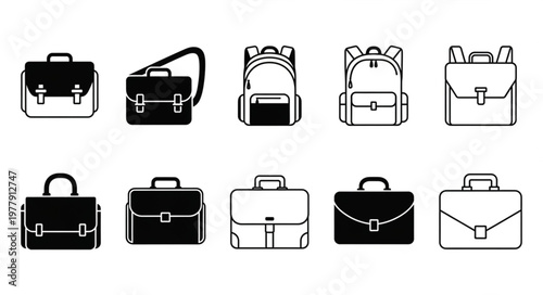 Collection of Stylish Bags and Backpacks in Vector Format.