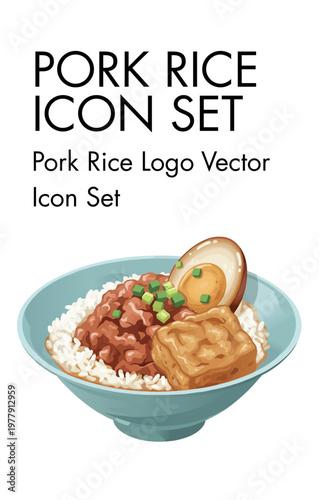 Pork Rice Icon Set for Culinary and Foodservice Branding