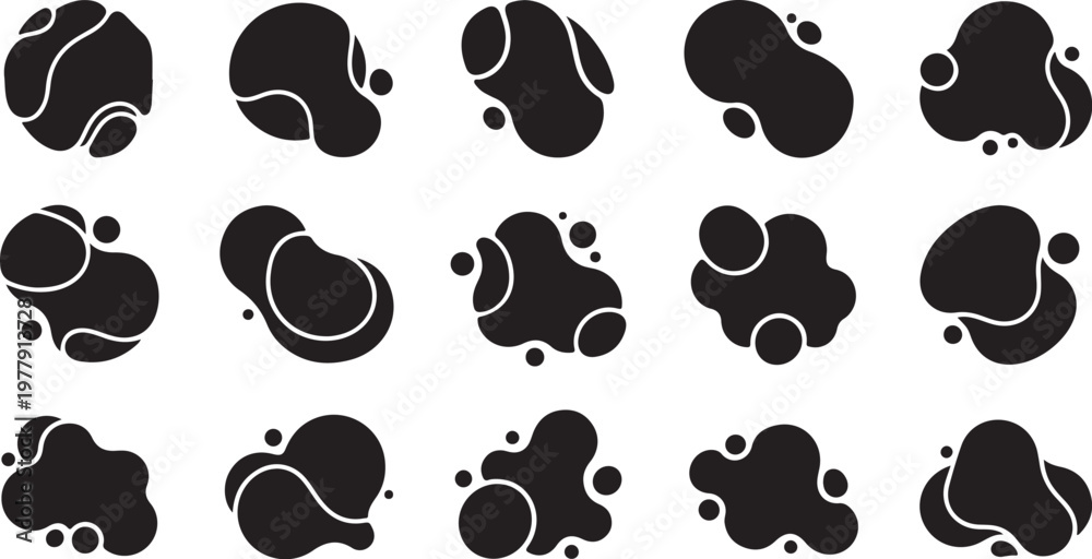 Fototapeta premium Abstract black and white blob pattern seamless background design